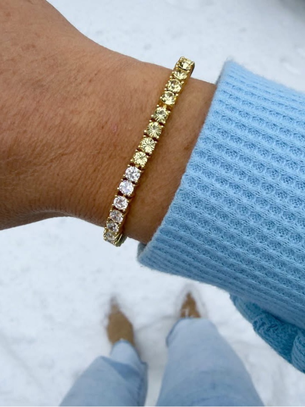 Park Lane BUTTERCUP Impression Tennis Bracelet, Yellow/Clear CZs, 7”+2”, NWT